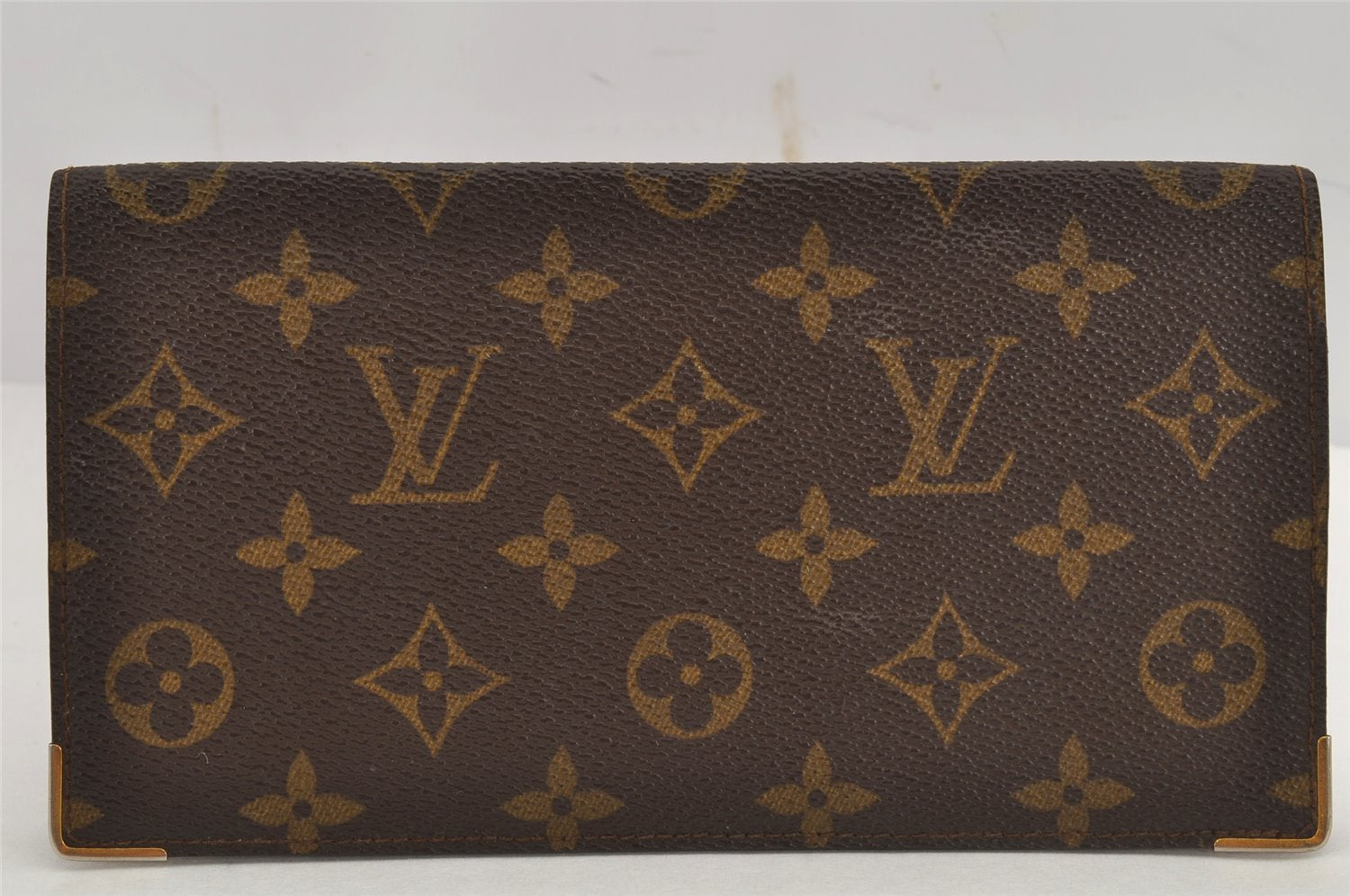 Authentic Louis Vuitton Monogram Porte Chequier Double Wallet Old Model 8685J