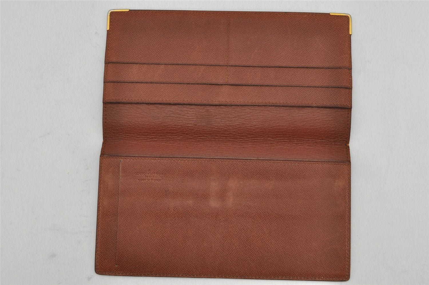 Authentic Louis Vuitton Monogram Porte Chequier Double Wallet Old Model 8685J