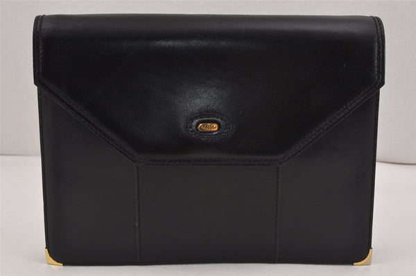 Authentic BALLY Vintage Leather 2Way Shoulder Clutch Bag Purse Black Junk 8687J