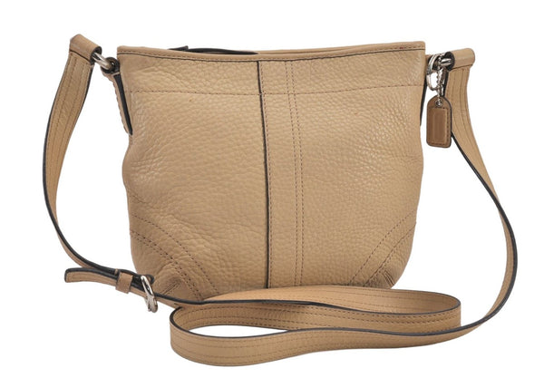 Authentic COACH Vintage Shoulder Cross Body Bag Purse Leather Beige 8687M