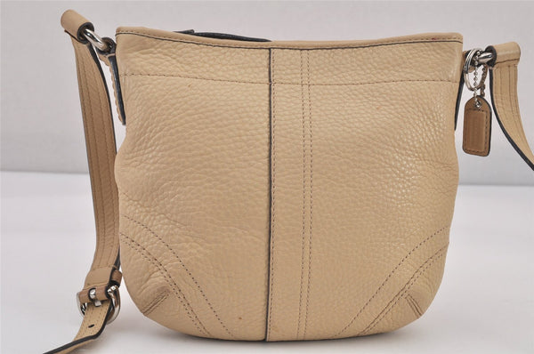 Authentic COACH Vintage Shoulder Cross Body Bag Purse Leather Beige 8687M