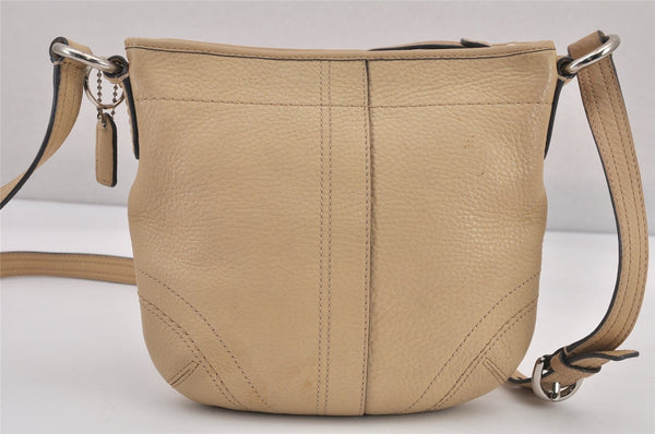 Authentic COACH Vintage Shoulder Cross Body Bag Purse Leather Beige 8687M