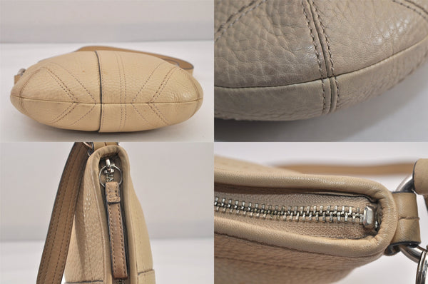 Authentic COACH Vintage Shoulder Cross Body Bag Purse Leather Beige 8687M