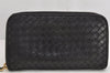 Authentic BOTTEGA VENETA Intrecciato Leather Long Wallet Purse Black 8688J