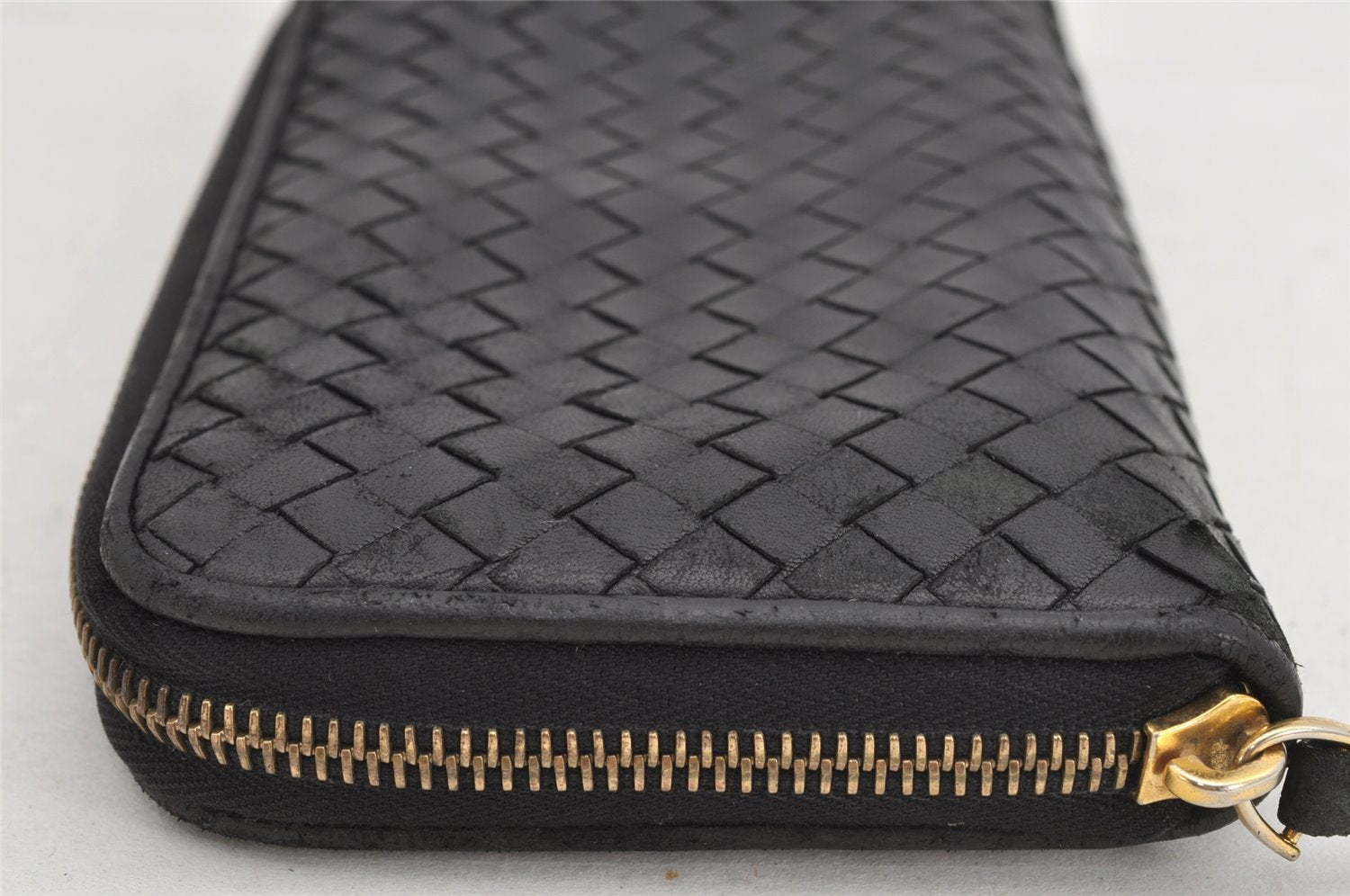 Authentic BOTTEGA VENETA Intrecciato Leather Long Wallet Purse Black 8688J