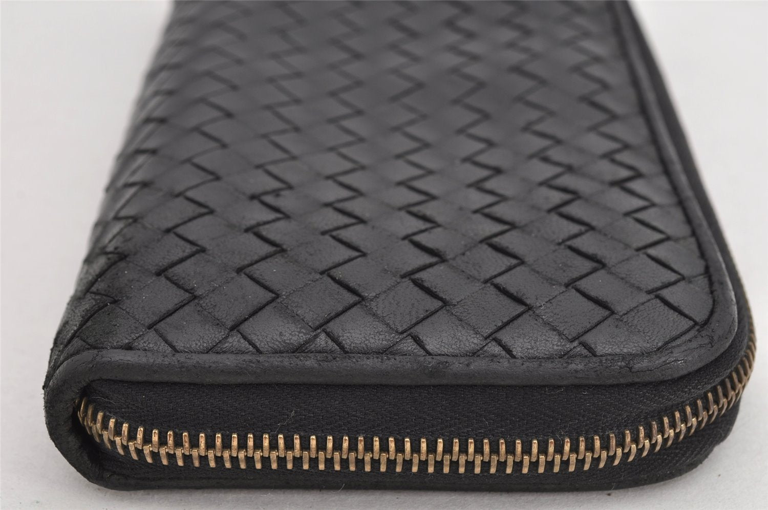 Authentic BOTTEGA VENETA Intrecciato Leather Long Wallet Purse Black 8688J