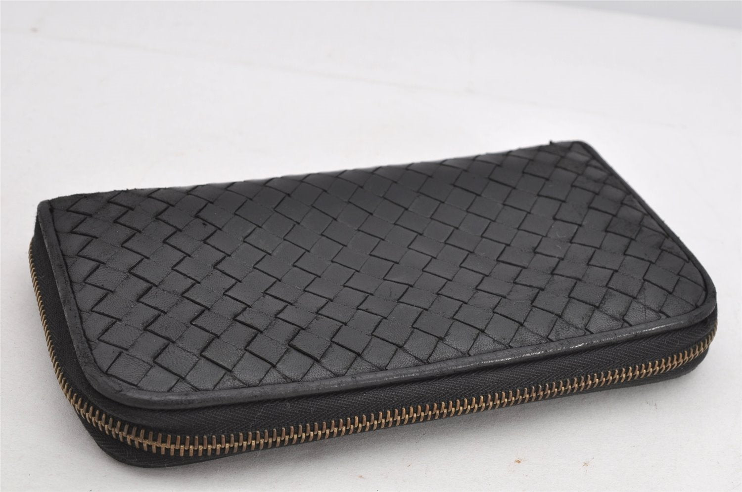 Authentic BOTTEGA VENETA Intrecciato Leather Long Wallet Purse Black 8688J