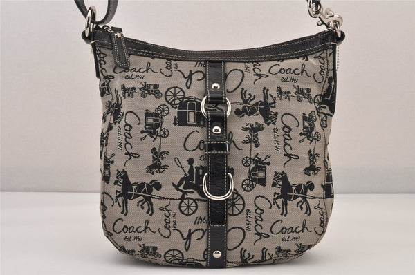 Authentic COACH Shoulder Cross Body Bag Purse Canvas Leather F14036 Black 8688M