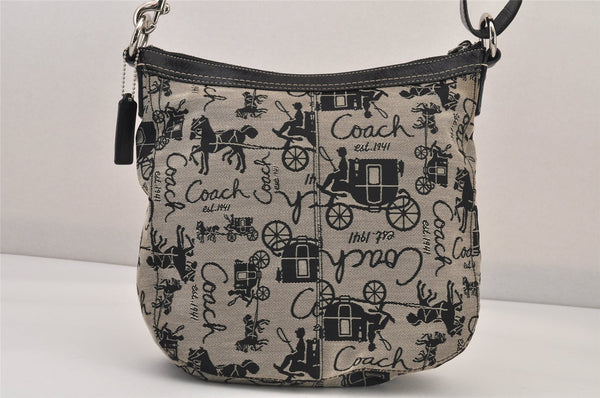 Authentic COACH Shoulder Cross Body Bag Purse Canvas Leather F14036 Black 8688M