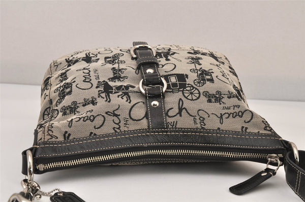 Authentic COACH Shoulder Cross Body Bag Purse Canvas Leather F14036 Black 8688M