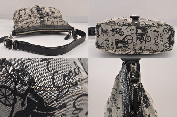 Authentic COACH Shoulder Cross Body Bag Purse Canvas Leather F14036 Black 8688M