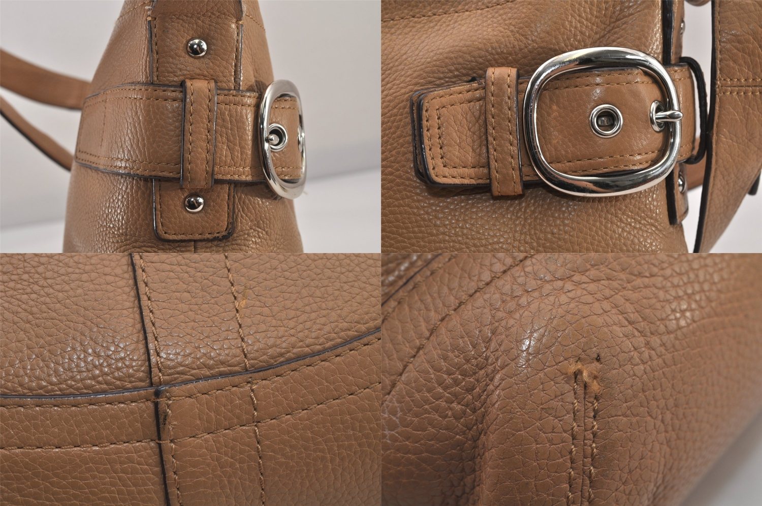 Authentic COACH Vintage Shoulder Cross Body Bag Purse Leather F16514 Beige 8690M