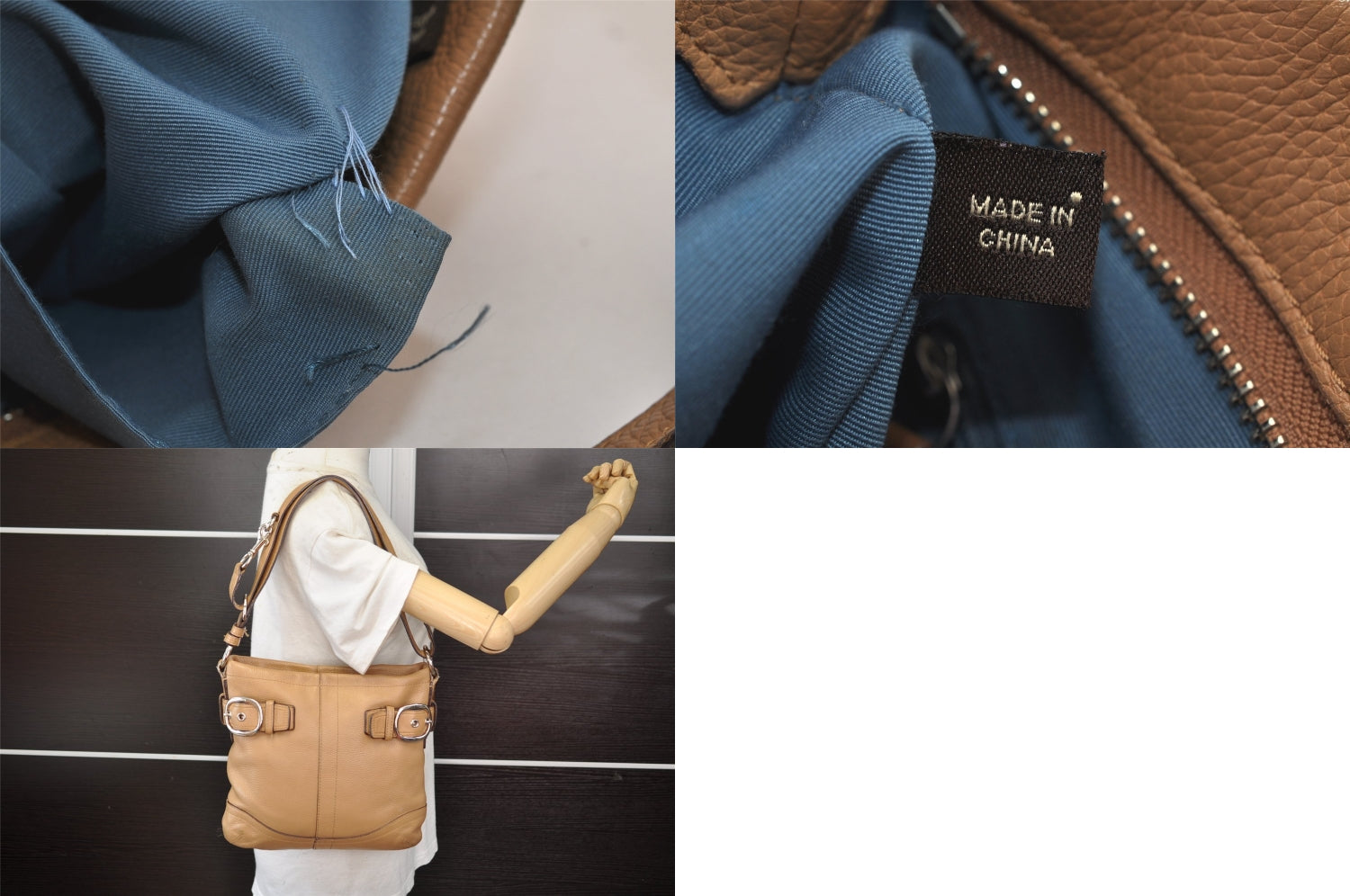 Authentic COACH Vintage Shoulder Cross Body Bag Purse Leather F16514 Beige 8690M