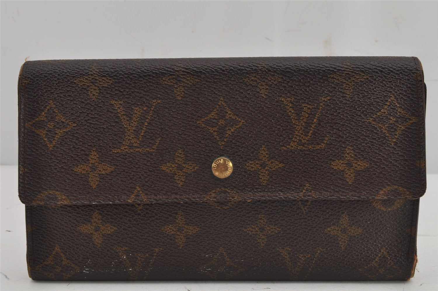 Authentic Louis Vuitton Monogram Porte Tresor International M61215 Wallet 8692J