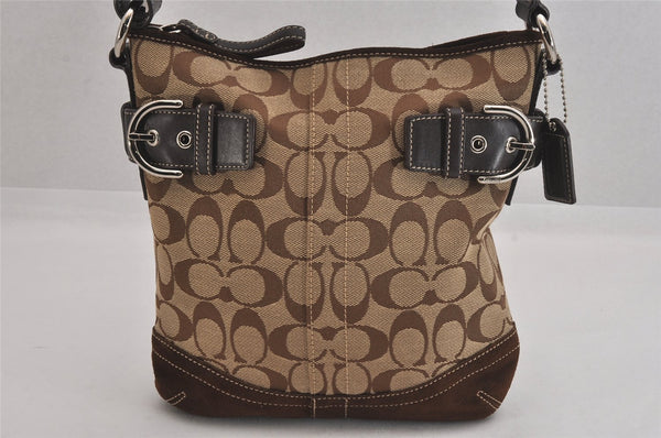Authentic COACH Signature Shoulder Bag Purse Canvas Leather 3577 Brown 8693M