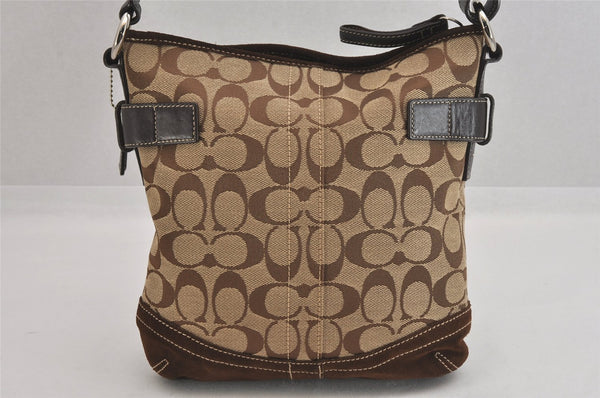 Authentic COACH Signature Shoulder Bag Purse Canvas Leather 3577 Brown 8693M