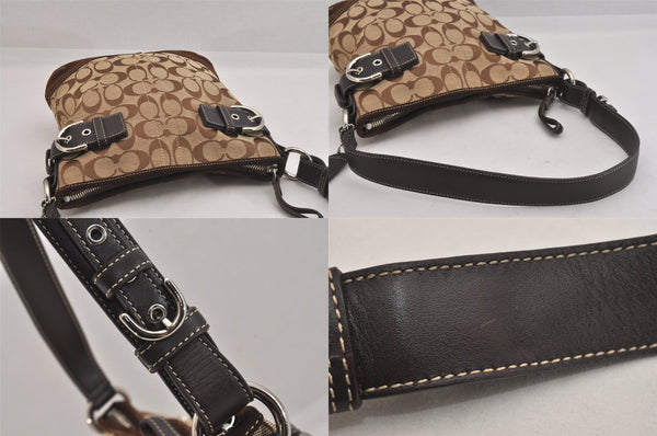 Authentic COACH Signature Shoulder Bag Purse Canvas Leather 3577 Brown 8693M