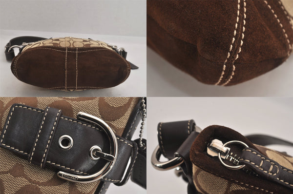 Authentic COACH Signature Shoulder Bag Purse Canvas Leather 3577 Brown 8693M
