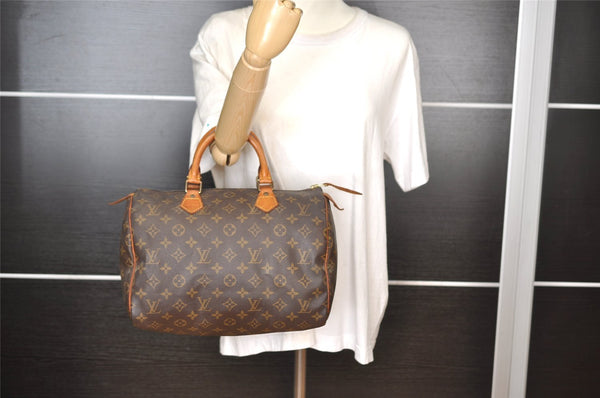 Authentic Louis Vuitton Monogram Speedy 30 Hand Boston Bag M41526 LV 8694I