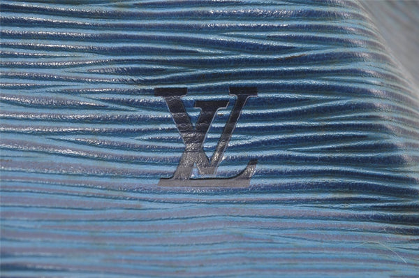 Authentic Louis Vuitton Epi Petit Noe Shoulder Drawstring Bag M44105 Blue 8696I