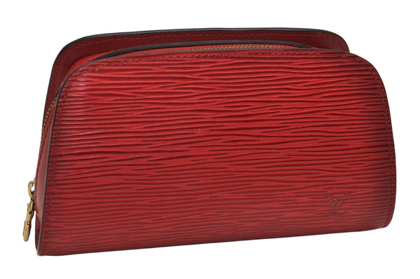 Authentic Louis Vuitton Epi Dauphine Cosmetic Pouch Red M48447 LV 8696J