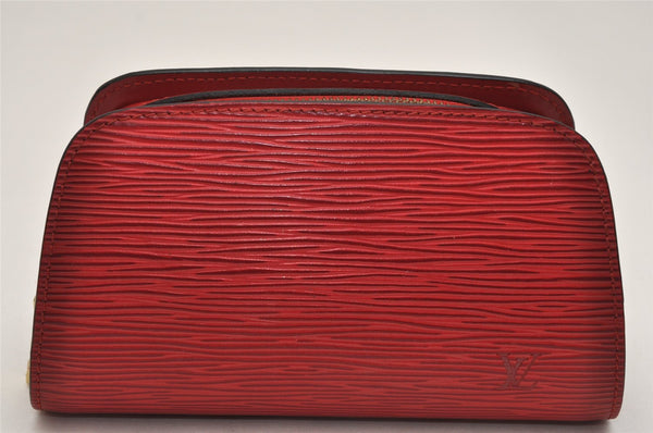 Authentic Louis Vuitton Epi Dauphine Cosmetic Pouch Red M48447 LV 8696J