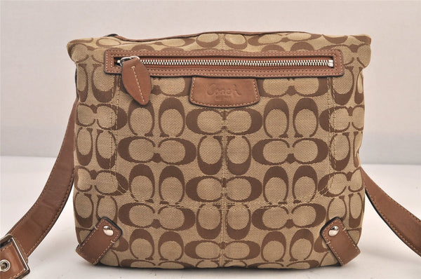 Authentic COACH Signature Shoulder Bag Purse Canvas Leather F14689 Brown 8697M