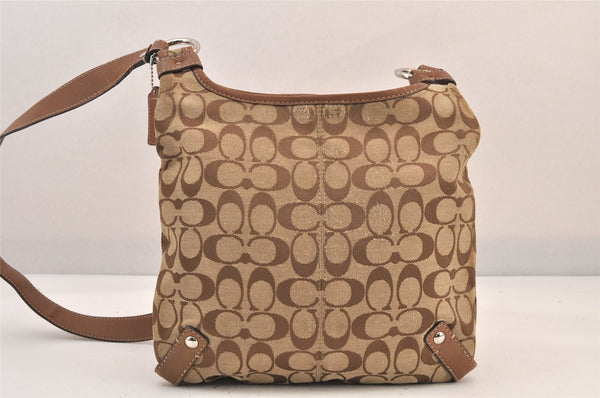 Authentic COACH Signature Shoulder Bag Purse Canvas Leather F14689 Brown 8697M