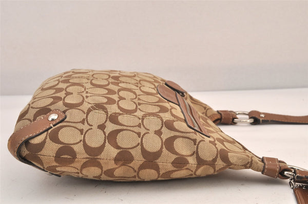 Authentic COACH Signature Shoulder Bag Purse Canvas Leather F14689 Brown 8697M