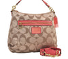 Auth COACH Signature Poppy 2Way Shoulder Bag Canvas Leather F20064 Beige 8698M