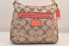Auth COACH Signature Poppy 2Way Shoulder Bag Canvas Leather F20064 Beige 8698M
