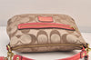 Auth COACH Signature Poppy 2Way Shoulder Bag Canvas Leather F20064 Beige 8698M