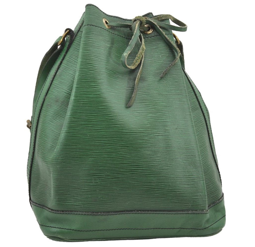 Authentic Louis Vuitton Epi Noe Shoulder Drawstring Bag Green Old Model LV 8699I