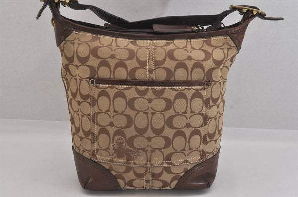 Authentic COACH Signature Shoulder Cross Bag Canvas Leather F12390 Brown 8699M