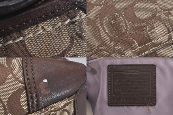 Authentic COACH Signature Shoulder Cross Bag Canvas Leather F12390 Brown 8699M
