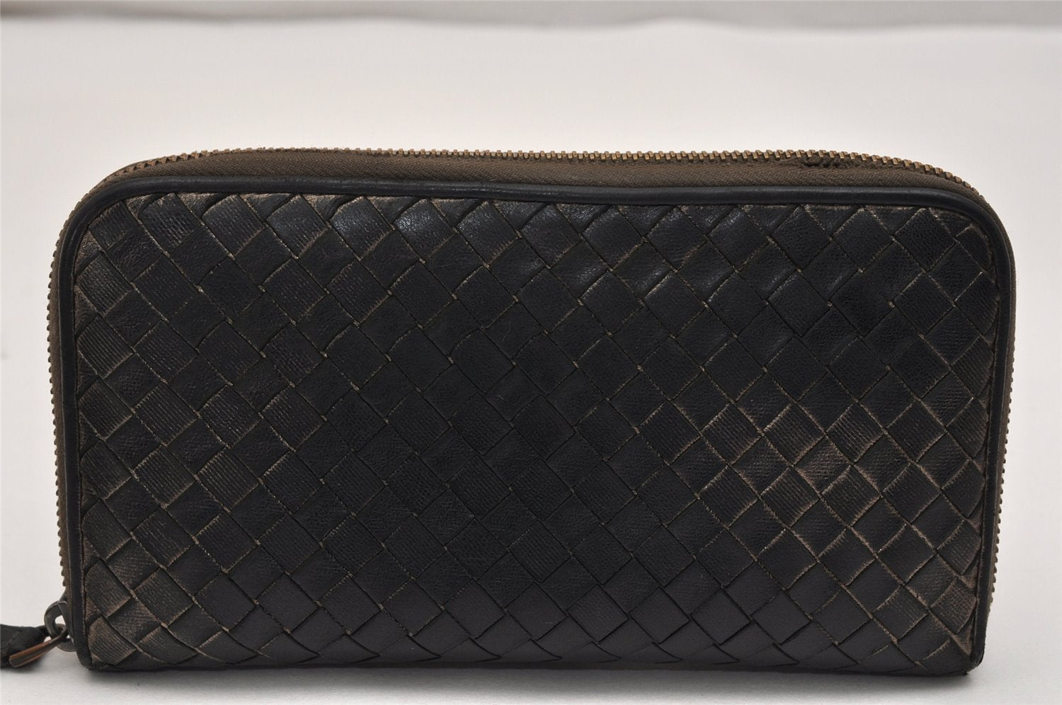 Authentic BOTTEGA VENETA Intrecciato Leather Long Wallet Purse Black Box 8700J