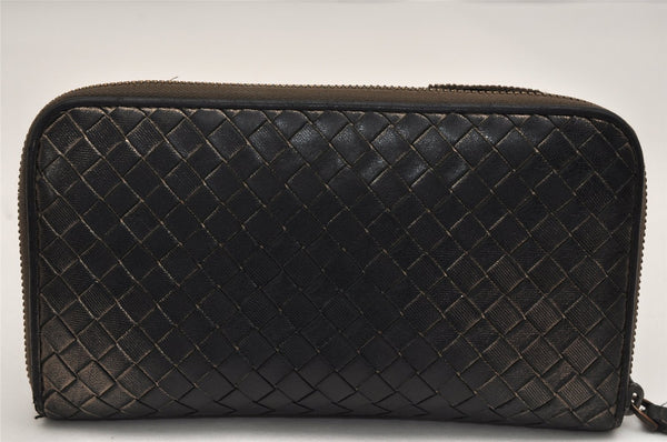 Authentic BOTTEGA VENETA Intrecciato Leather Long Wallet Purse Black Box 8700J