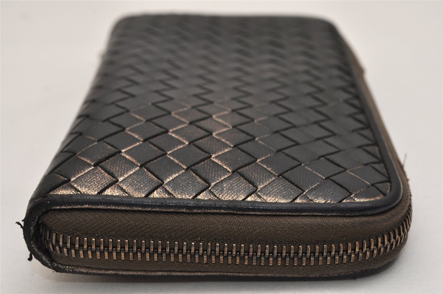 Authentic BOTTEGA VENETA Intrecciato Leather Long Wallet Purse Black Box 8700J