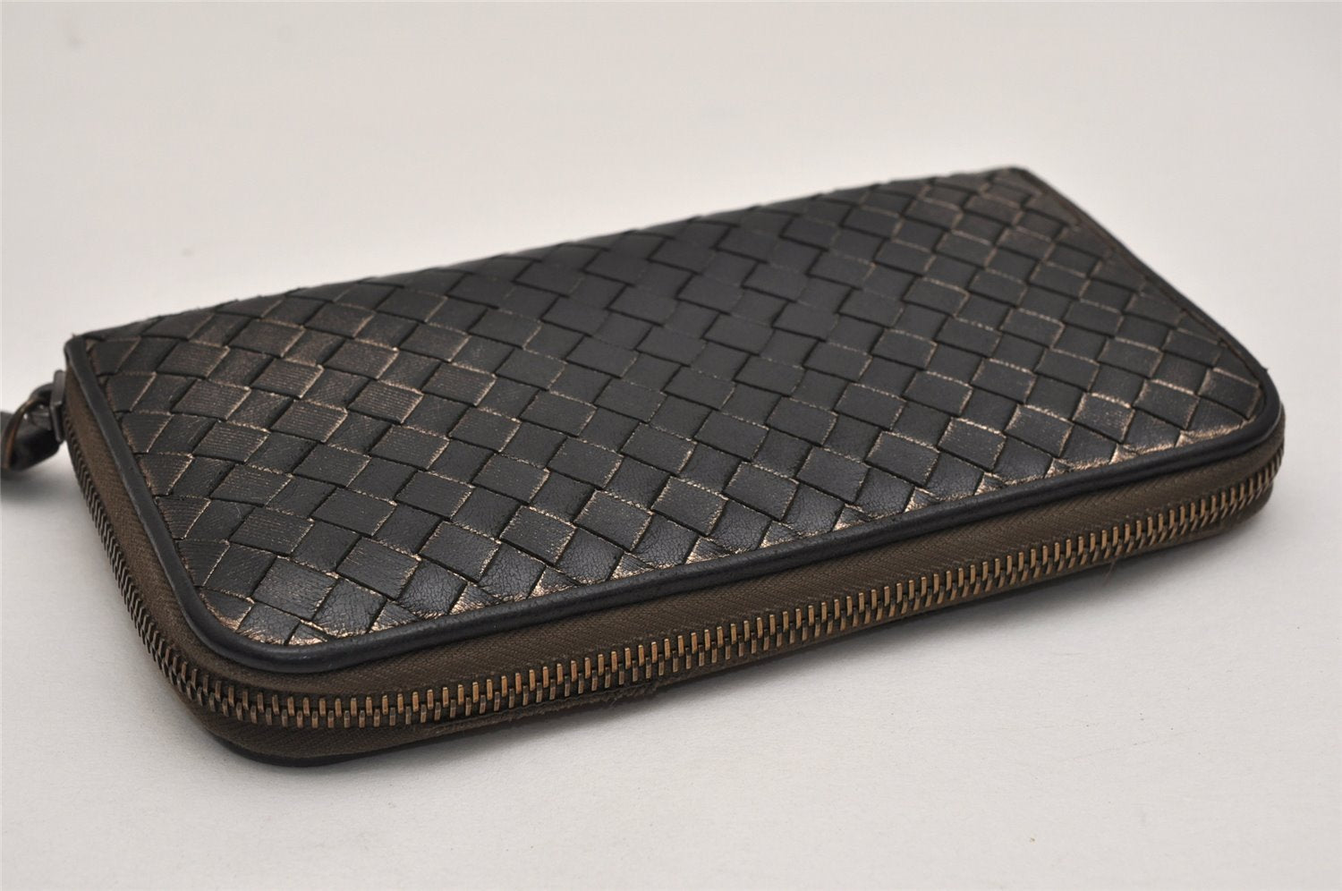 Authentic BOTTEGA VENETA Intrecciato Leather Long Wallet Purse Black Box 8700J