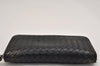 Authentic BOTTEGA VENETA Intrecciato Leather Long Wallet Purse Black Box 8700J