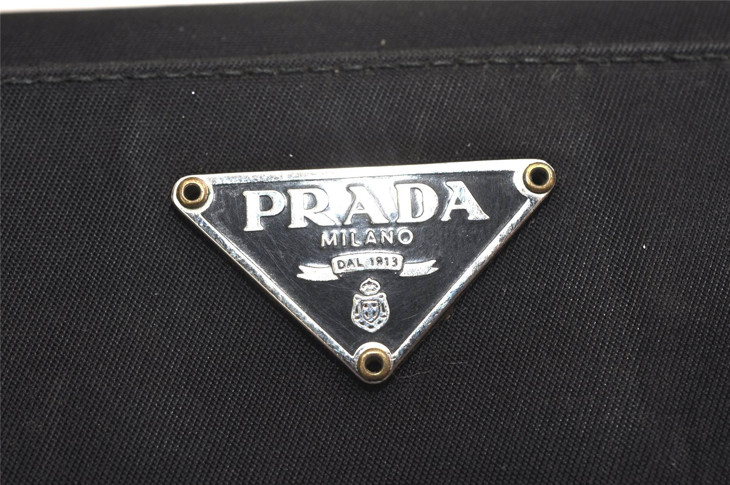 Authentic PRADA Vintage Nylon Trifold Wallet Purse Black Box 8702J