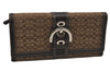 Authentic COACH Signature Vintage Long Wallet Purse Canvas Leather Brown 8703J