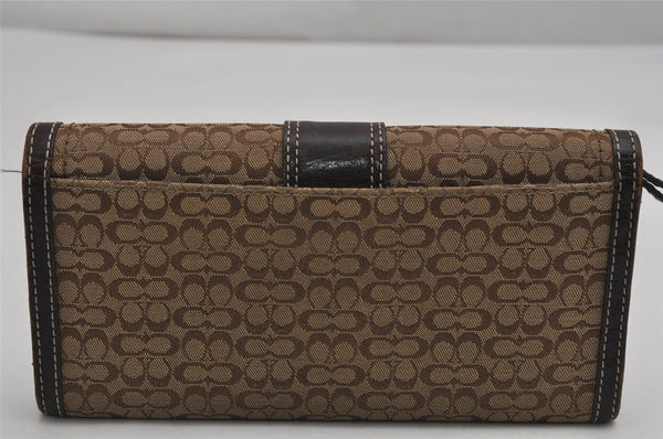 Authentic COACH Signature Vintage Long Wallet Purse Canvas Leather Brown 8703J
