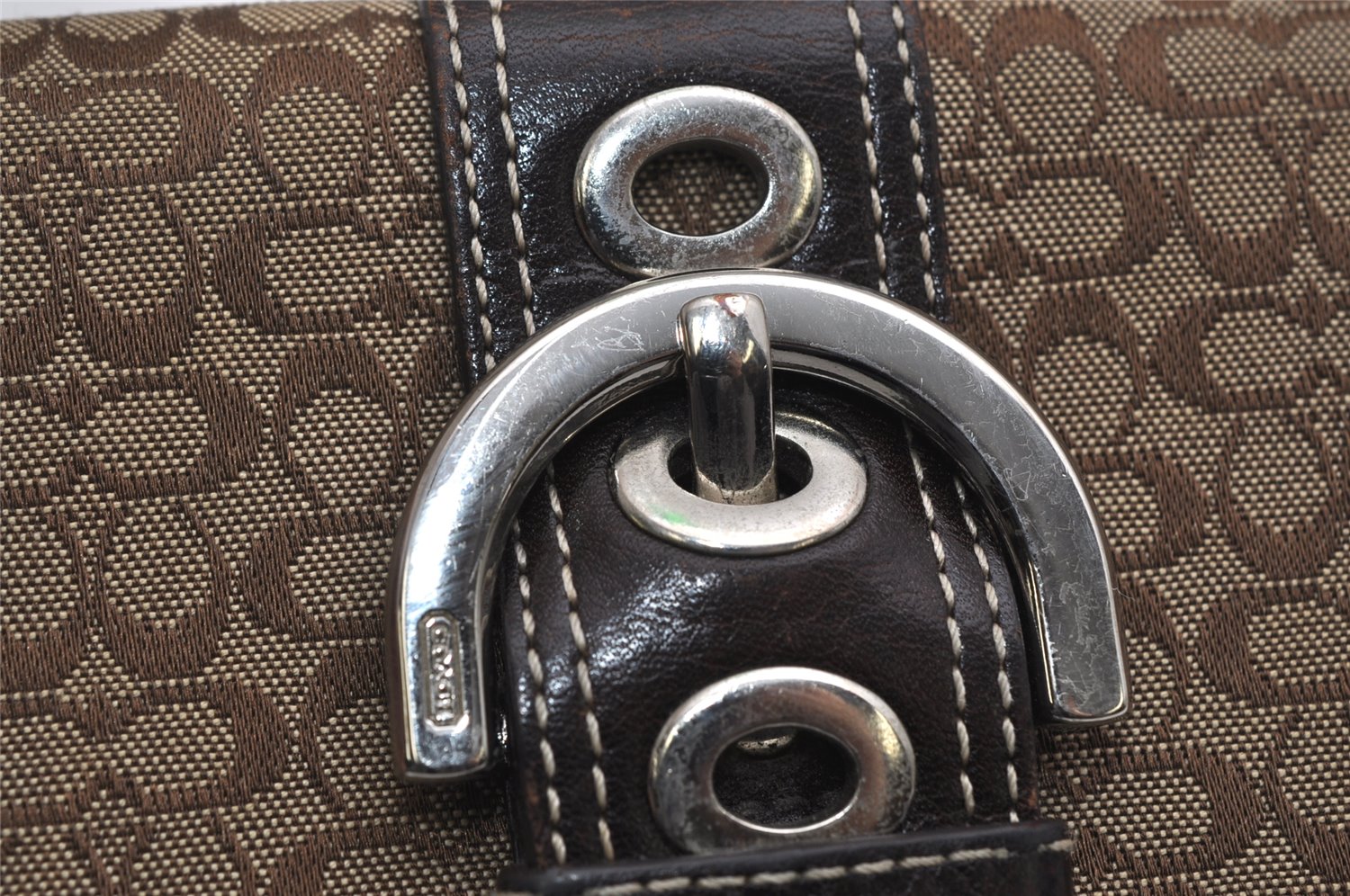 Authentic COACH Signature Vintage Long Wallet Purse Canvas Leather Brown 8703J