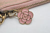 Authentic CHANEL Vintage Calf Skin Bicolore Camellia Coin Purse Case Pink 8706J