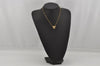 Authentic GIVENCHY Logo Ribbon Rhinestone Chain Pendant Necklace Gold Tone 8708J