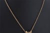 Authentic GIVENCHY Logo Ribbon Rhinestone Chain Pendant Necklace Gold Tone 8708J