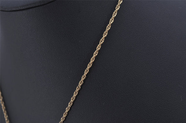 Authentic GIVENCHY Logo Ribbon Rhinestone Chain Pendant Necklace Gold Tone 8708J