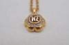 Authentic NINA RICCI Gold Tone Rhinestone Flower Chain Pendant Necklace 8709J