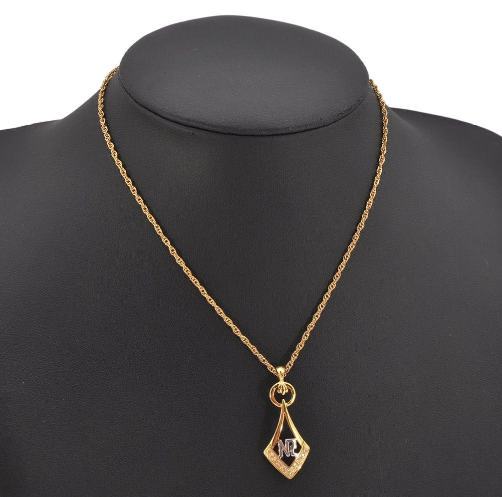 Authentic NINA RICCI Gold Tone Rhinestone Drop Chain Pendant Necklace 8710J